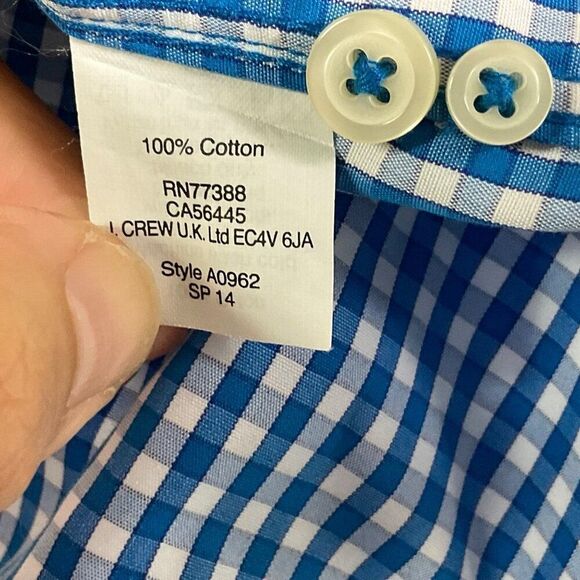 J.Crew Factory Thompson Dress Shirt Long Sleeve Wrinkle-Free Blue & White, XL - Picture 7 of 8